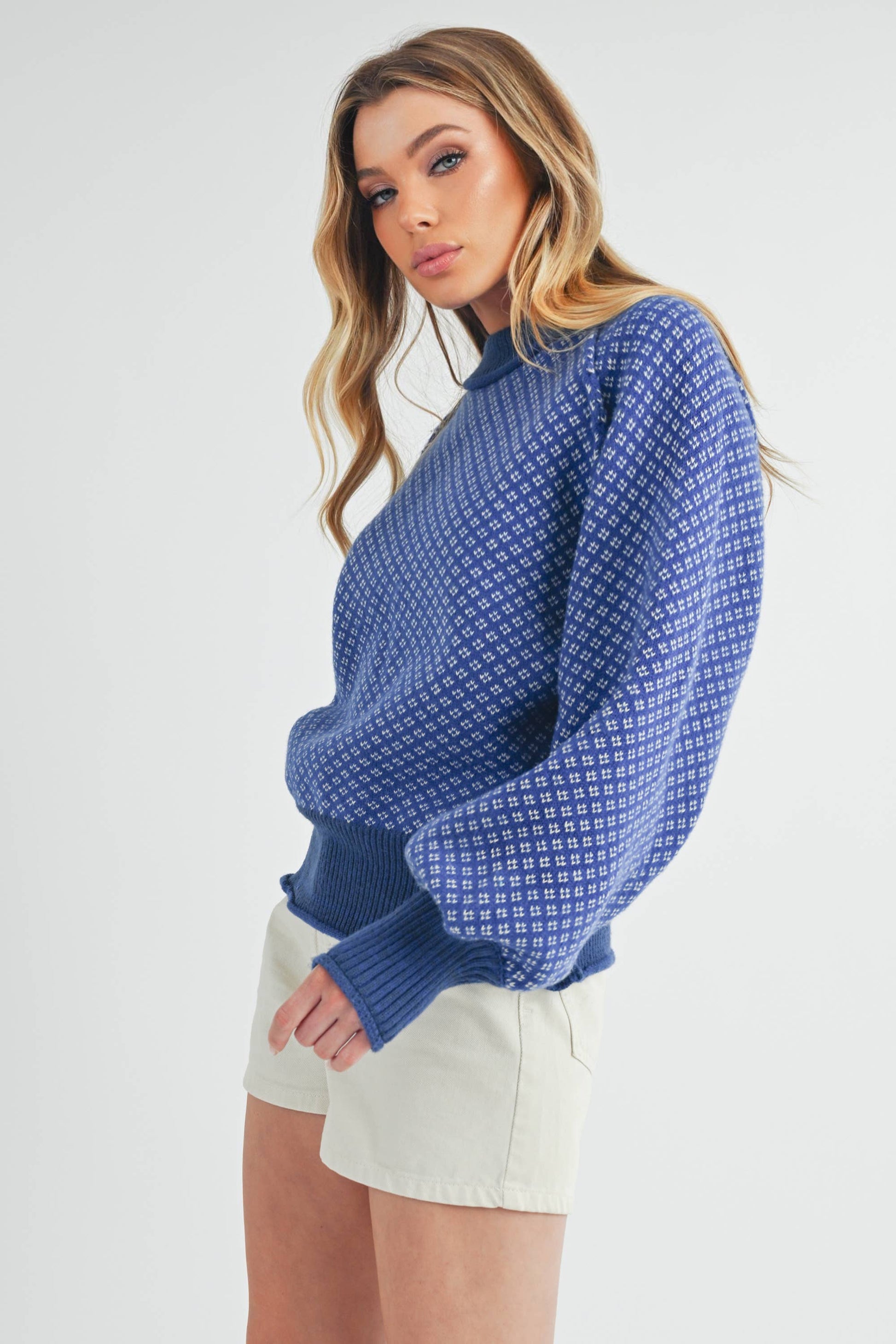 3163EK Echo Sweater : Blue, Contemporary, M