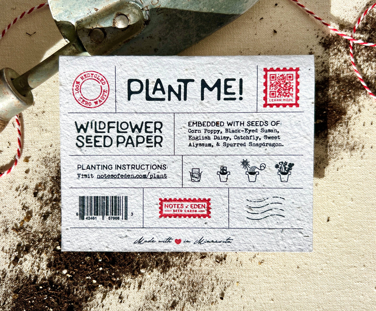 "Seedz.", Plantable Wildflower Seed Card: Compostable Cello Sleeves, White