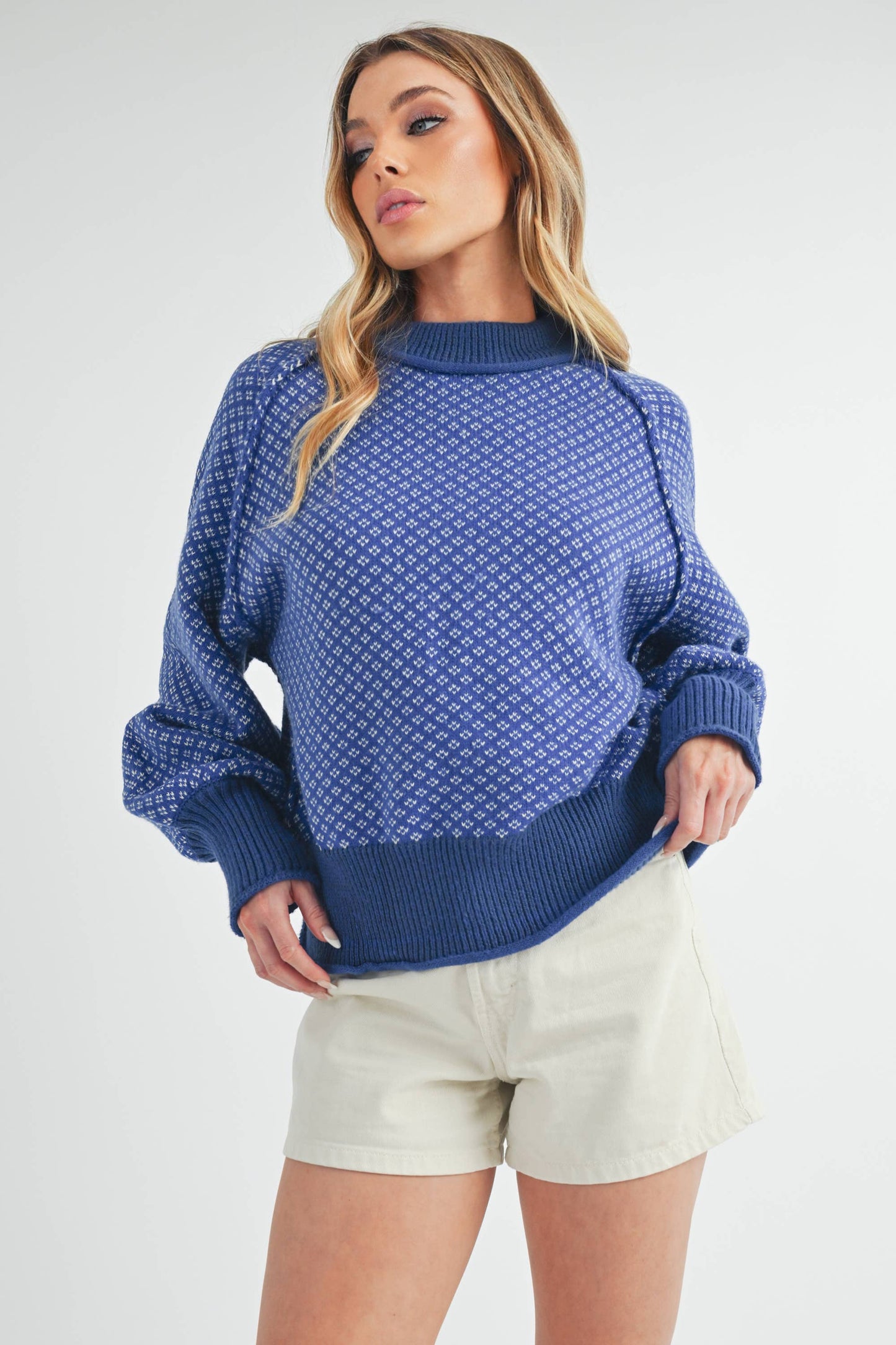 3163EK Echo Sweater : Blue, Contemporary, M