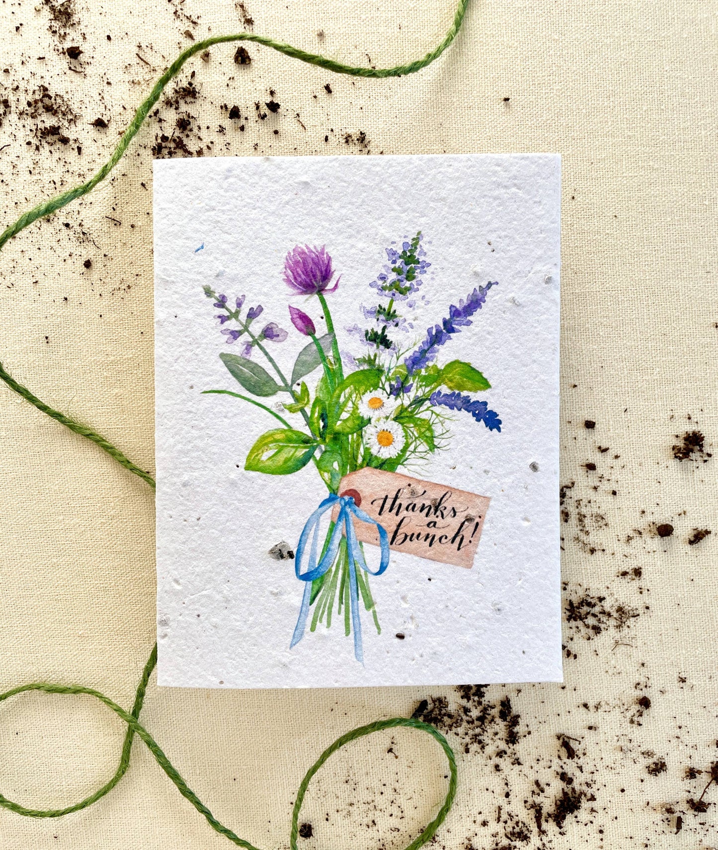 Thanks a Bunch Wellness Mix Plantable Seed Card: Compostable Cello Sleeves, White
