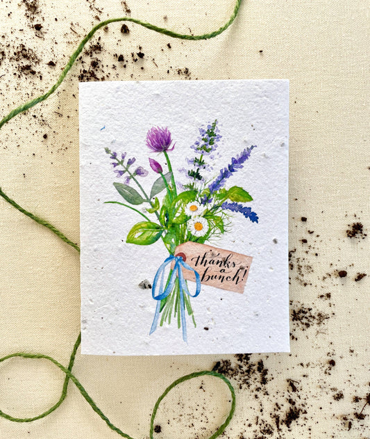 Thanks a Bunch Wellness Mix Plantable Seed Card: Compostable Cello Sleeves, White
