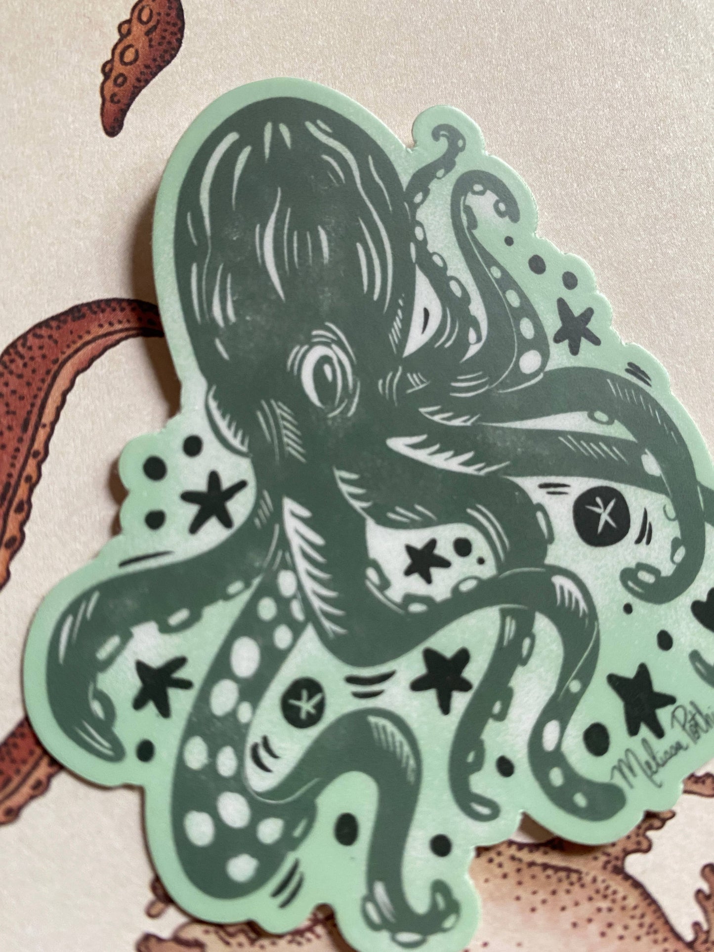 Octopus Sticker, Sea Creature, Beach Shop, Coastal, Seaside
