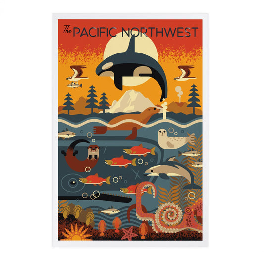PREMIUM POSTCARDS Pacific Northwest Marine Animals Geometric