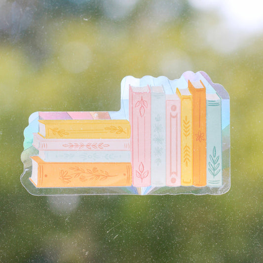 Stack of Books Sun Catcher Window Decal, 5x3 in.