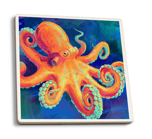 CERAMIC COASTER Octopus, Vivid