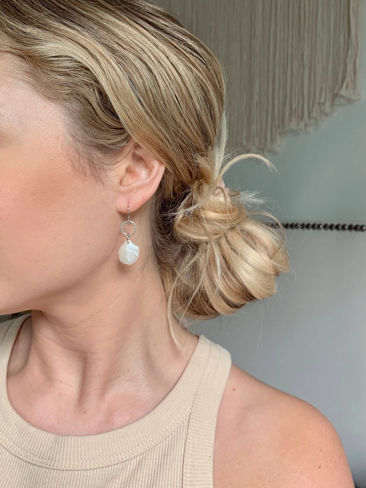 SHELL HOOPS│silver | coastal jewelry│seashell earrings: Bigger hoops