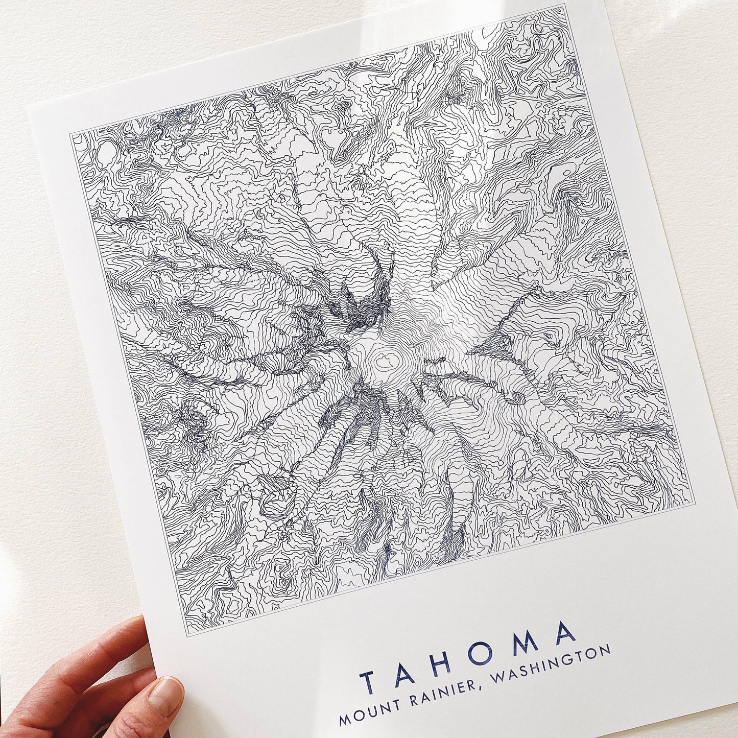 Mount Rainier TAHOMA Topo Lines Map ART PRINT: 11 x 14, MOUNT RAINIER