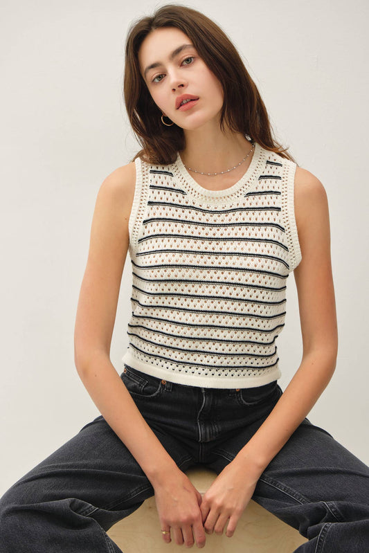 CHUNKY KNIT, STRIPED SWEATER TANK