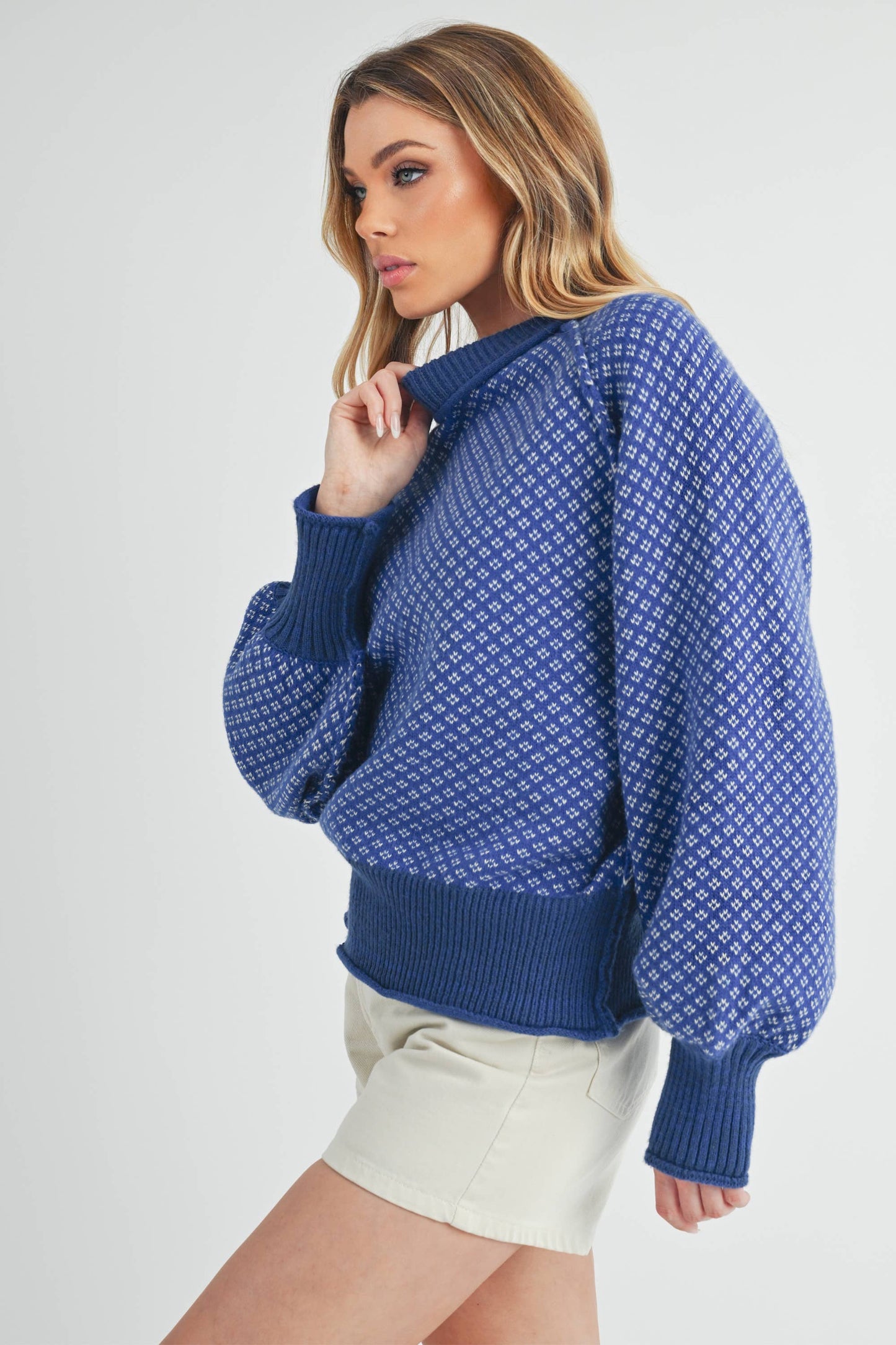 3163EK Echo Sweater : Blue, Contemporary, M