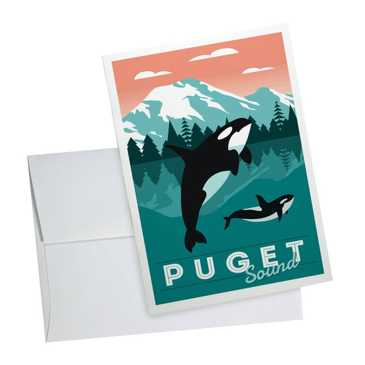 Puget Sound, Orca Whale & Calf Notecard