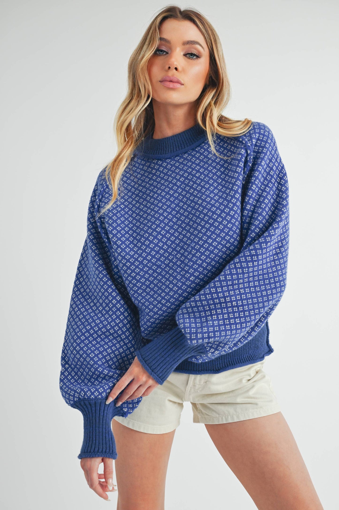 3163EK Echo Sweater : Blue, Contemporary, M