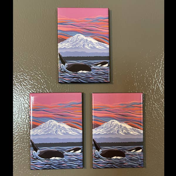 Orca - Ballet Slipper - Mom/Calf Swimming Magnet (2x3)