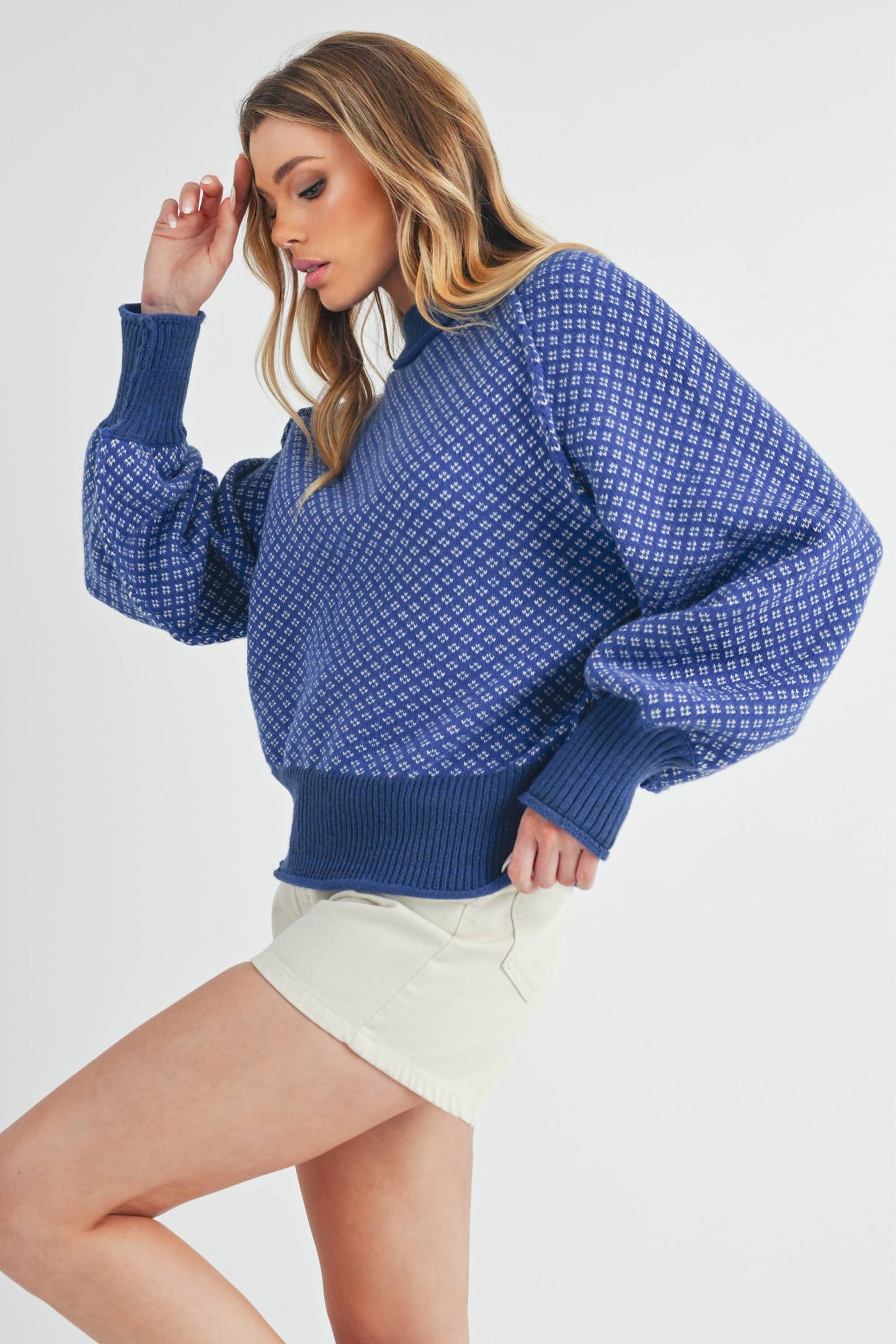 3163EK Echo Sweater : Blue, Contemporary, M