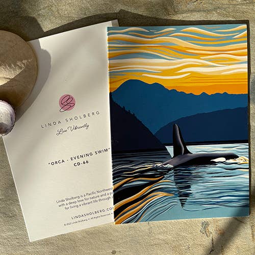 Orca Evening Swim - Puget Sound Greeting Card (2 Sizes): A7