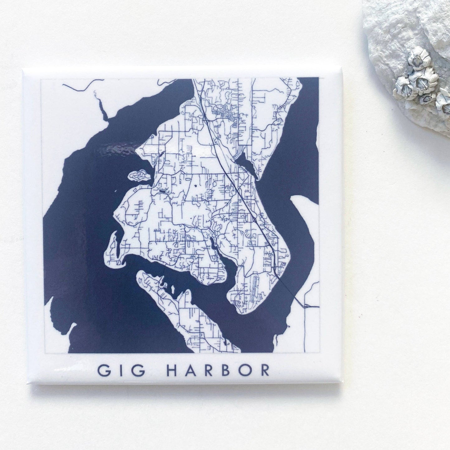 GIG HARBOR Washington "Blueprint" Map - Metal Magnet