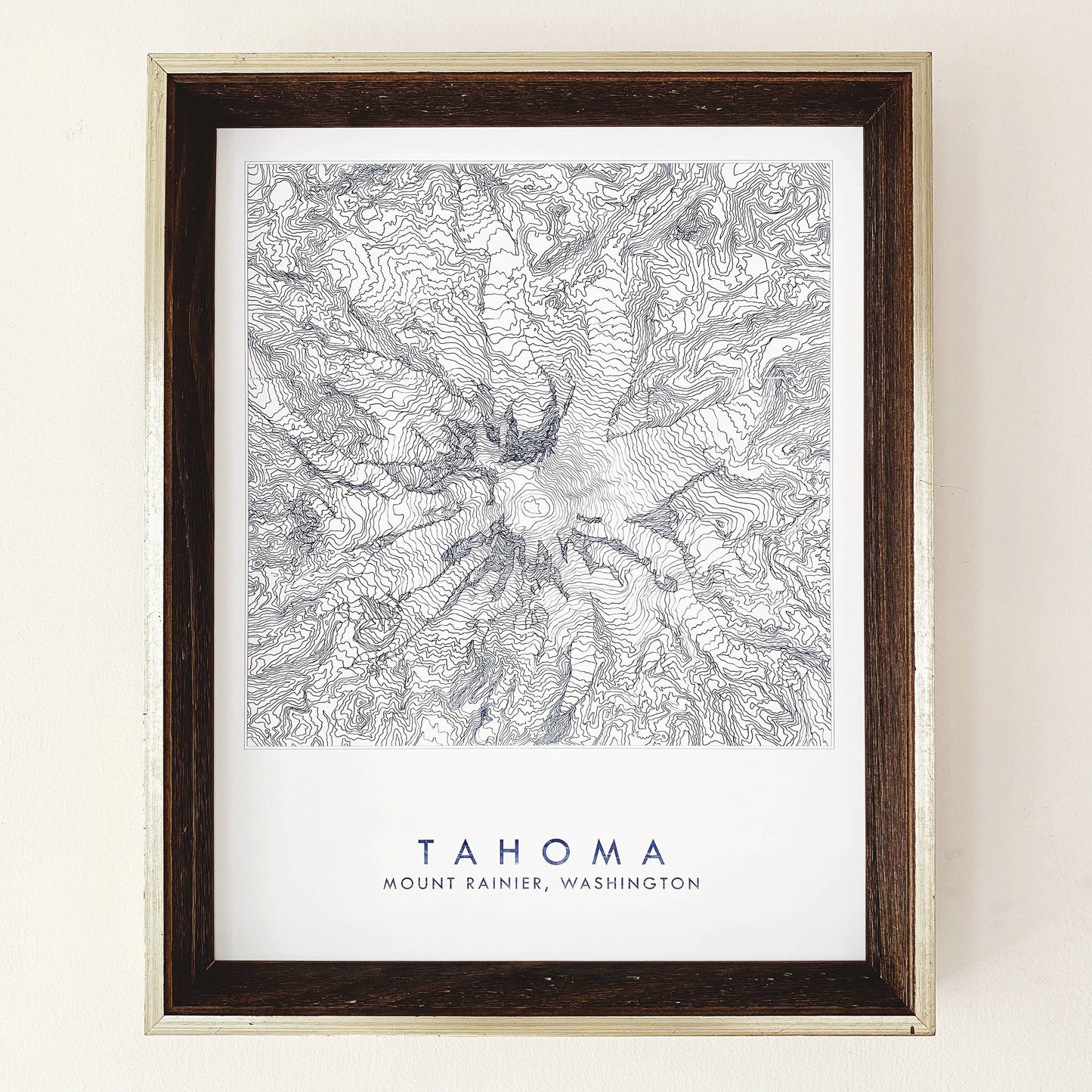 Mount Rainier TAHOMA Topo Lines Map ART PRINT: 11 x 14, MOUNT RAINIER