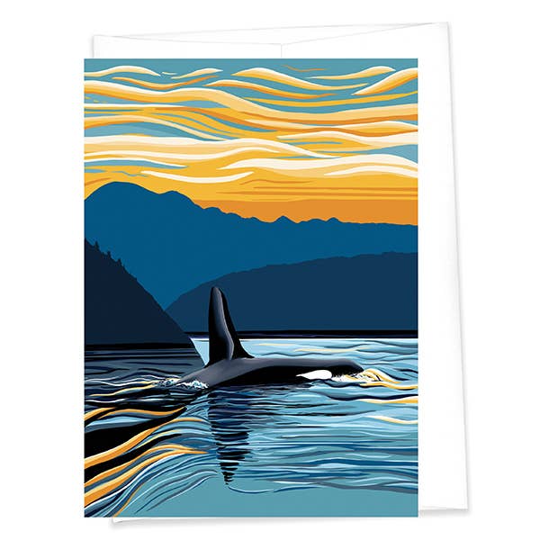 Orca Evening Swim - Puget Sound Greeting Card (2 Sizes): A7