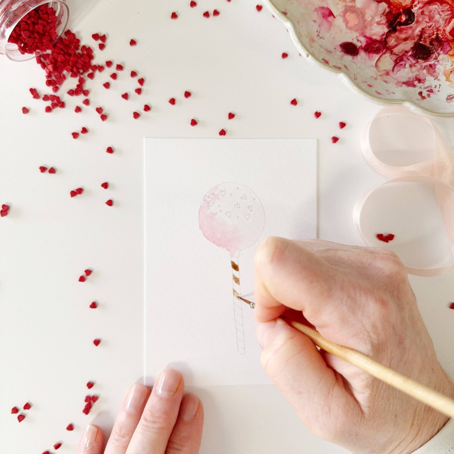 Paintable Watercolor Valentines