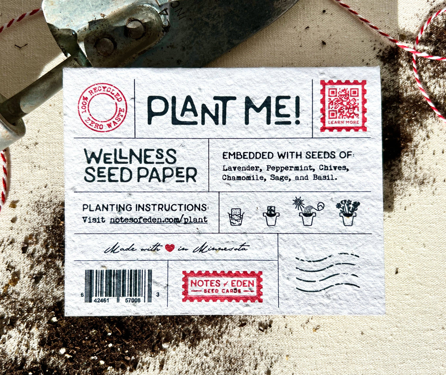Bee Well Herb Mix Plantable Seed Card: Compostable Cello Sleeves, White