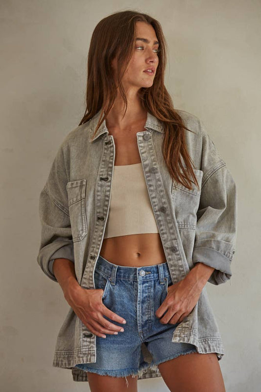 Woven Cotton Washed Denim Jacket