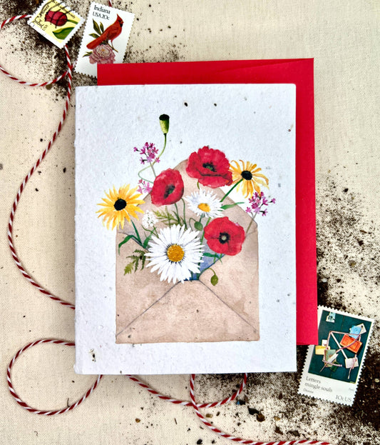 Pocketful of Sunshine Wildflower Plantable Seed Card: Compostable Cello Sleeves, White