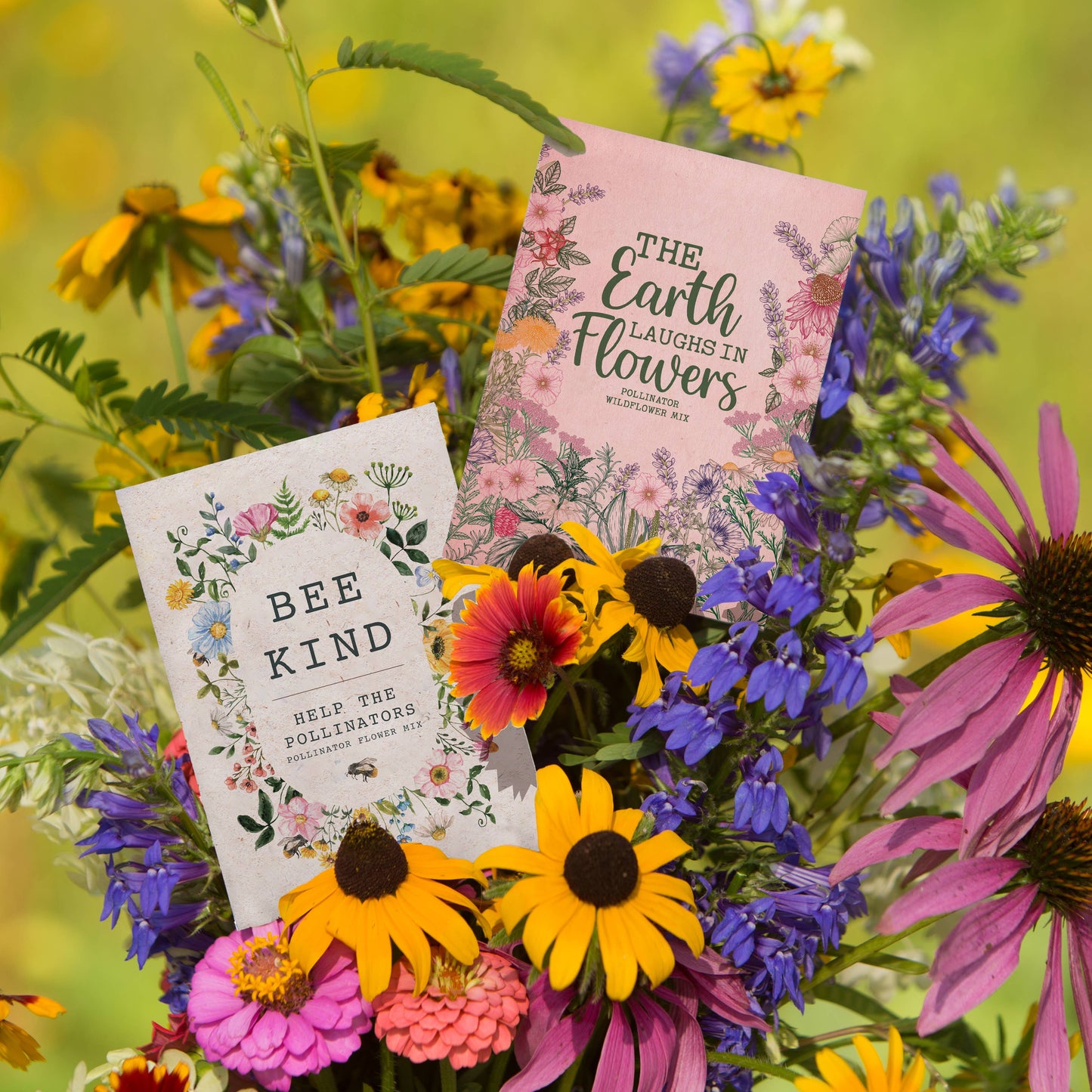 Bee Kind Help Pollinators Kraft Bee- Flower Mix Seed Packets