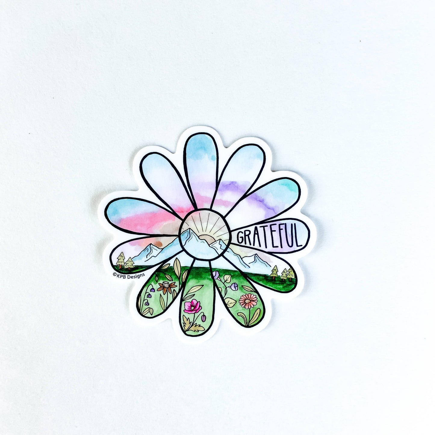 Flower Mountains (Grateful) Vinyl Sticker