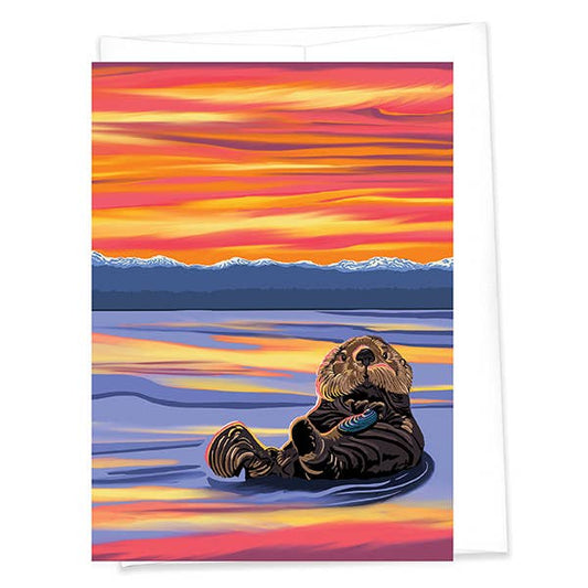 Otter - Sea Monkey - Sunset Greeting Card (2 Sizes): A7