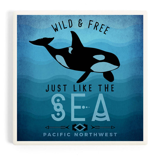Wild and free Orca CERAMIC COASTER