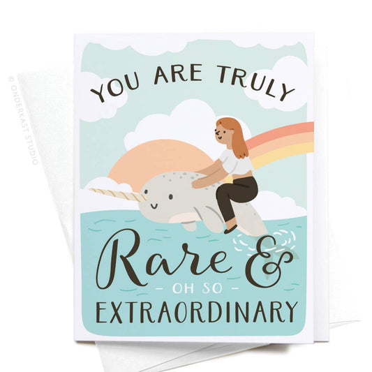You Are Truly Rare Narwhal Greeting Card: Light