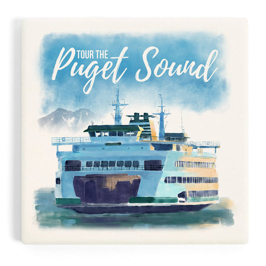 CERAMIC COASTER Washington, Tour the Puget Sound, Ferry