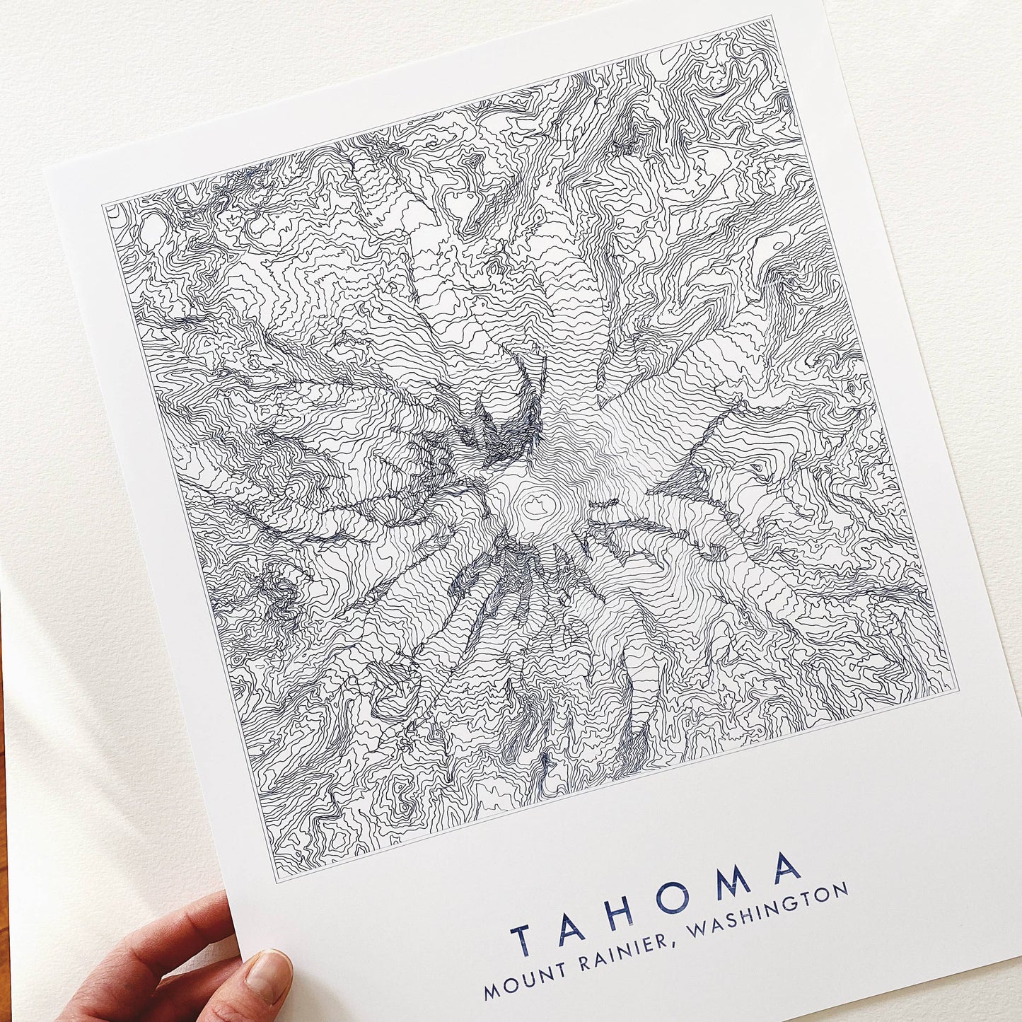 Mount Rainier TAHOMA Topo Lines Map ART PRINT: 11 x 14, MOUNT RAINIER
