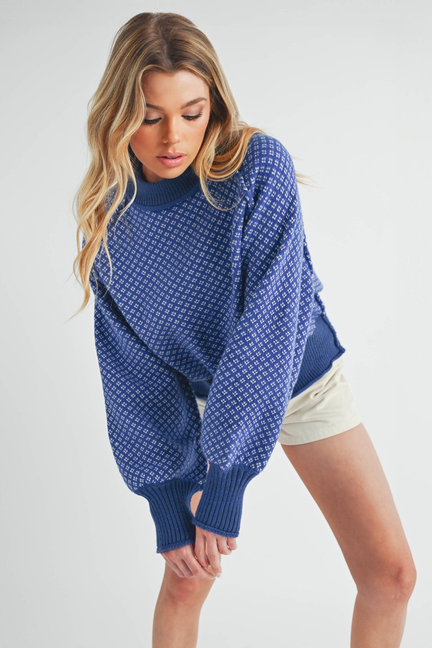 3163EK Echo Sweater : Blue, Contemporary, M