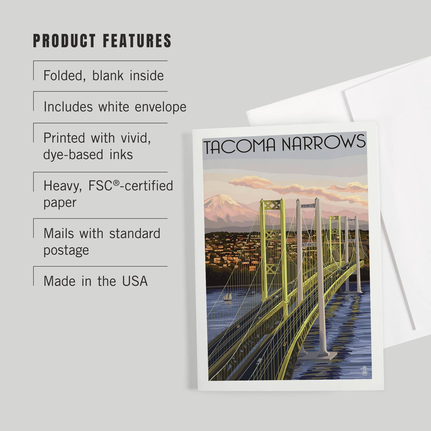 Tacoma Narrows Bridge Notecard