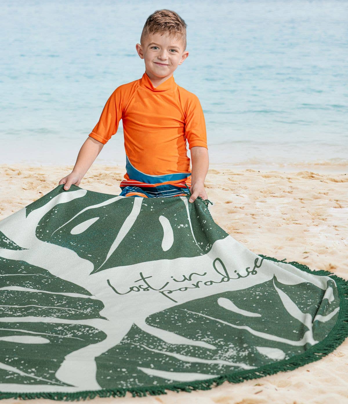 Leaf Lost in Paradise Juice Box 60" Round Beach Towels Open Stock