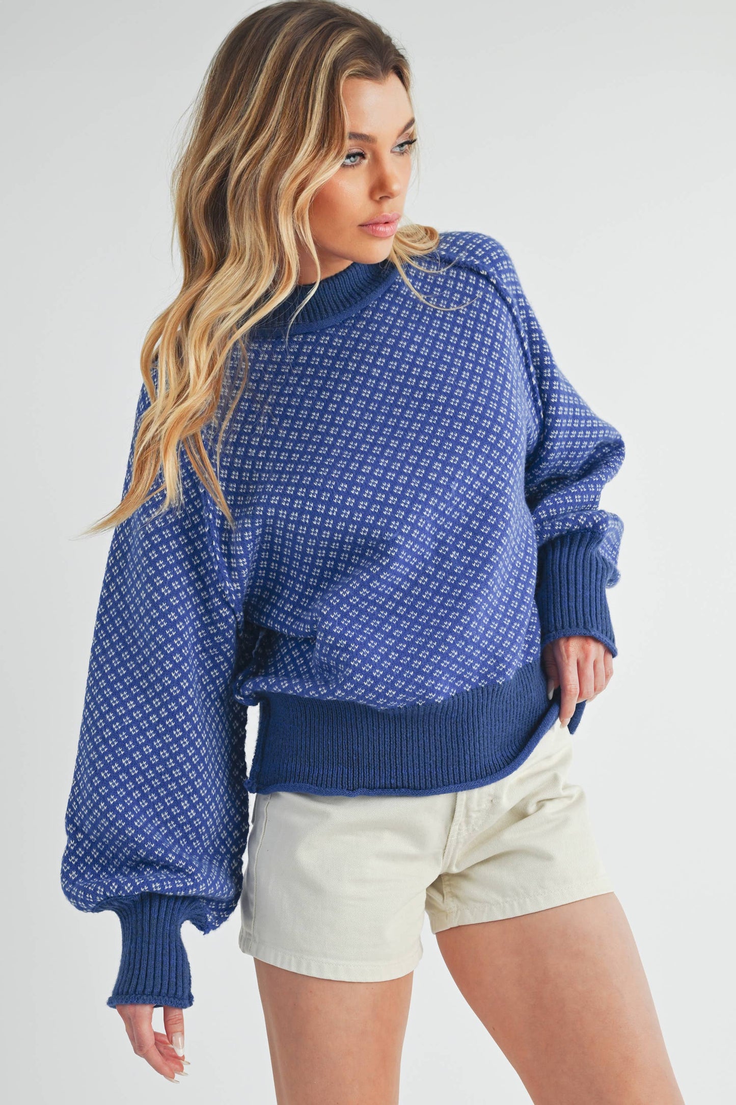 3163EK Echo Sweater : Blue, Contemporary, M