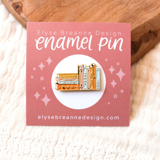 Stack of Books Enamel Pin 1x1in.