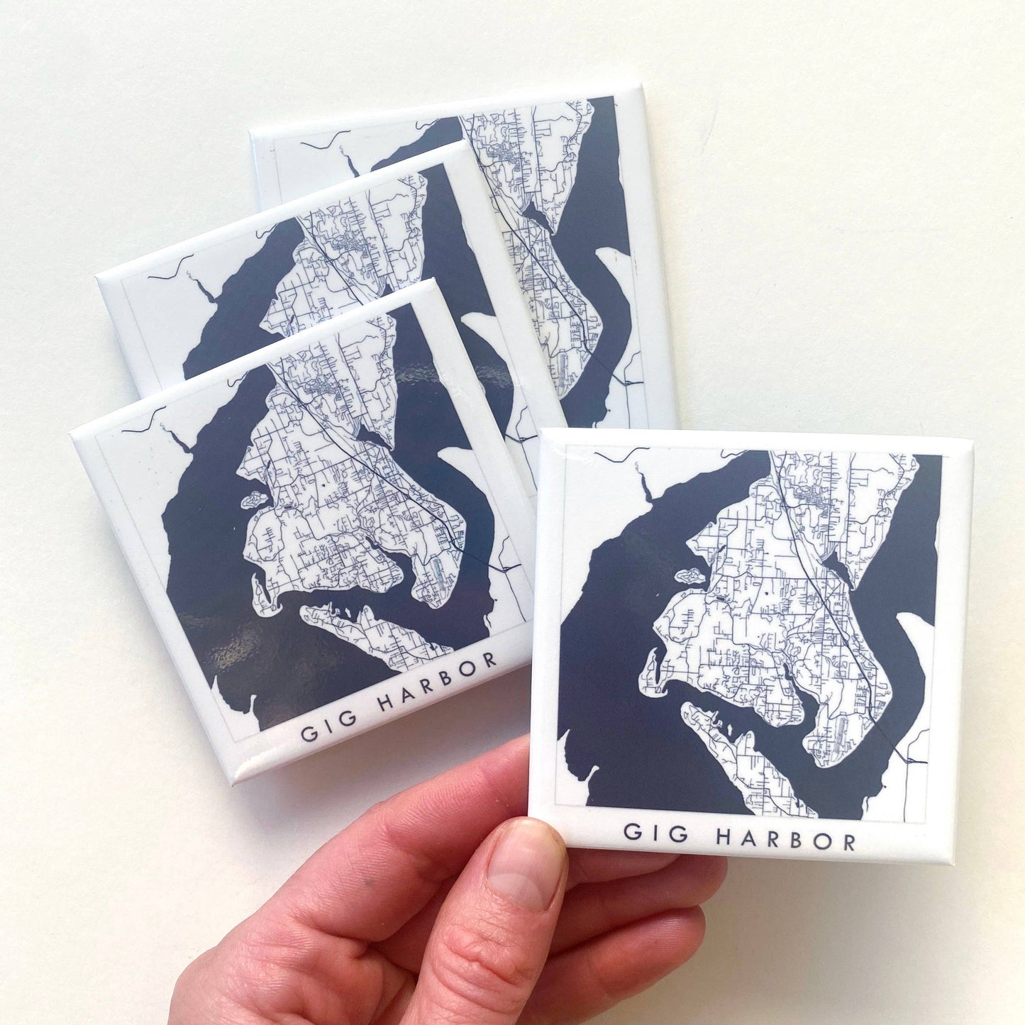 GIG HARBOR Washington "Blueprint" Map - Metal Magnet
