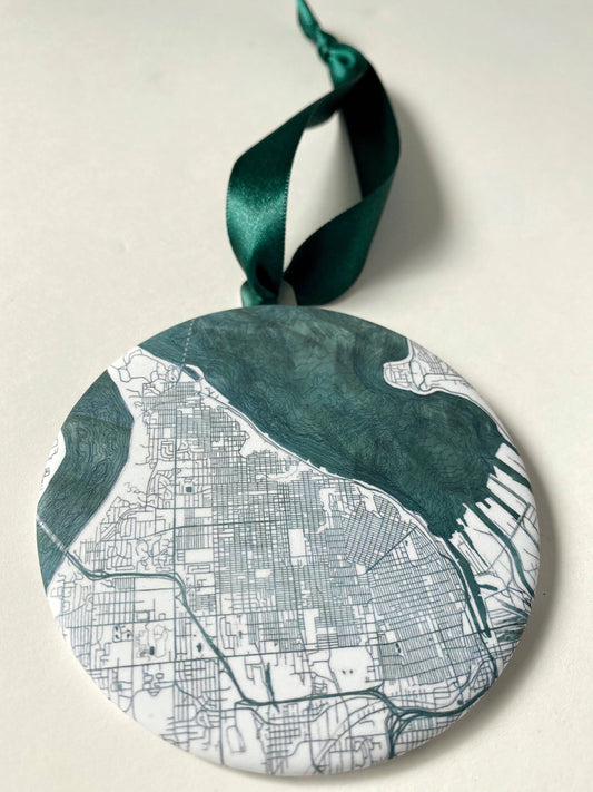 Tacoma Washington Water Map - Ornament