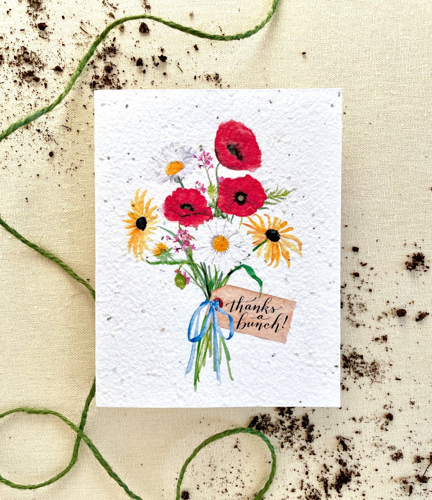 Thanks a Bunch! Wildflower Plantable Seed Card: Compostable Cello Sleeves, White