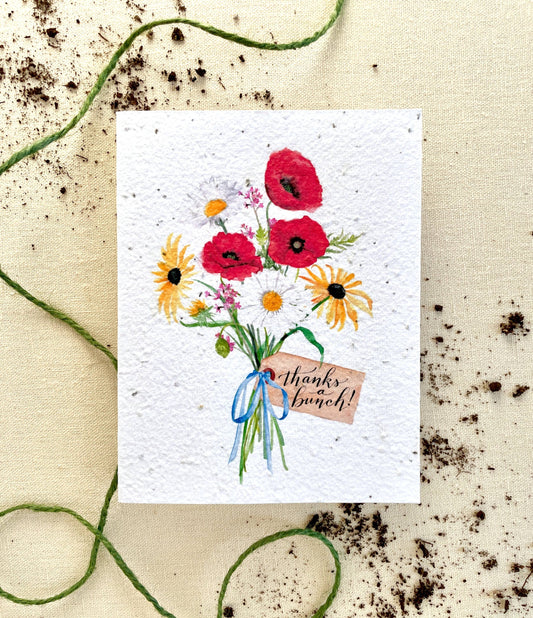 Thanks a Bunch! Wildflower Plantable Seed Card: Compostable Cello Sleeves, White