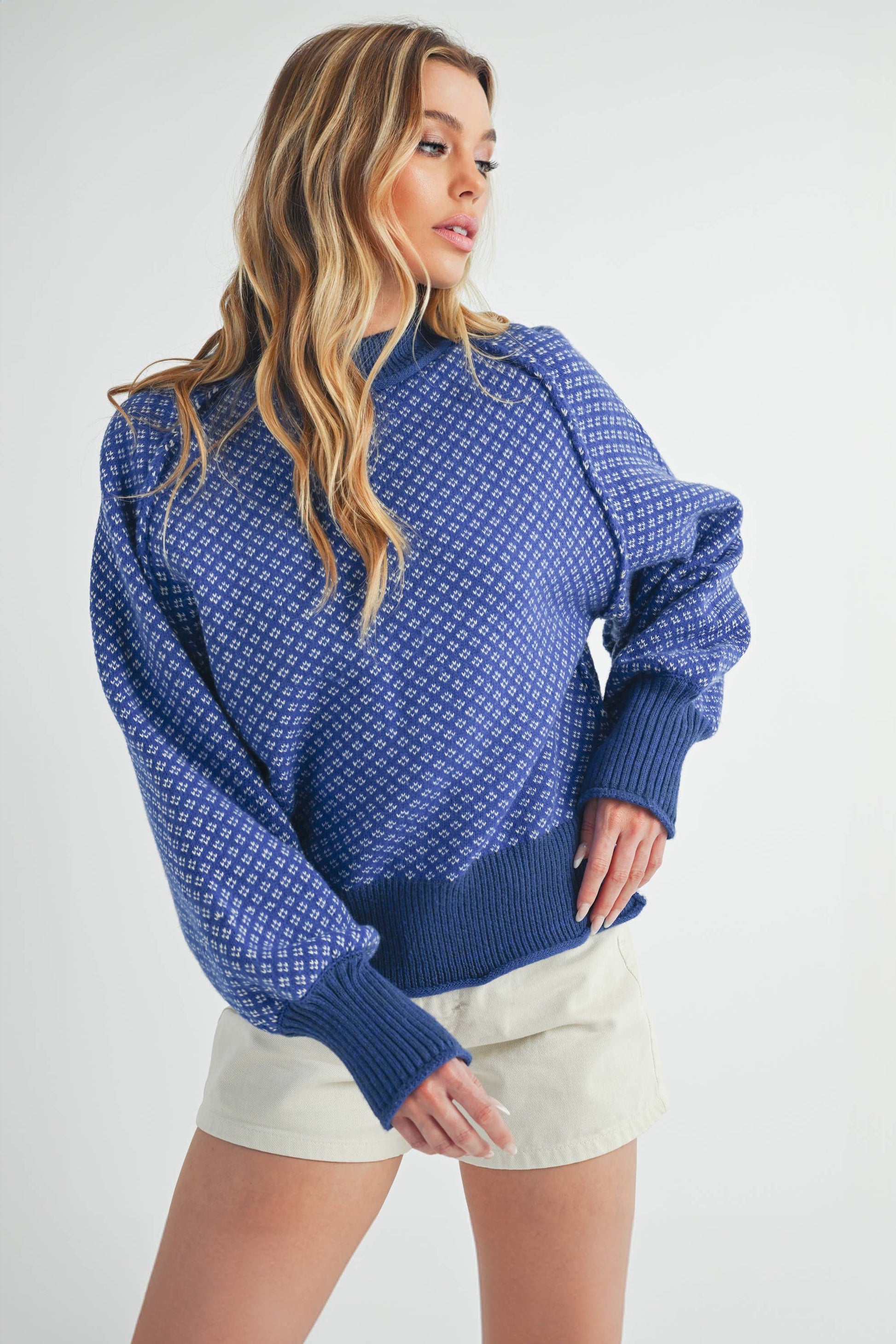 3163EK Echo Sweater : Blue, Contemporary, M