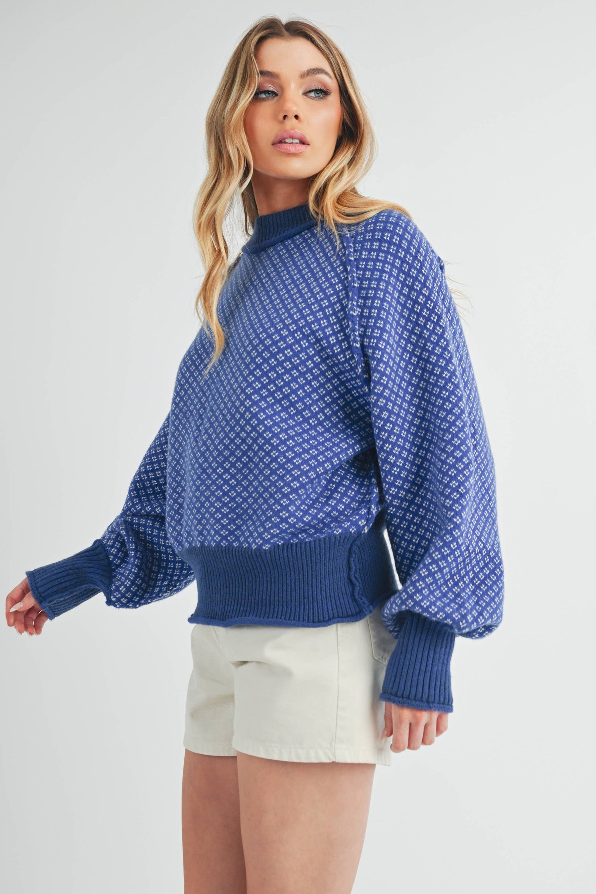 3163EK Echo Sweater : Blue, Contemporary, M