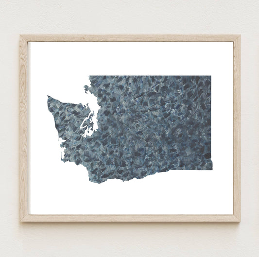 Washington Painted State Map - 8"x10" ART PRINT: Waves
