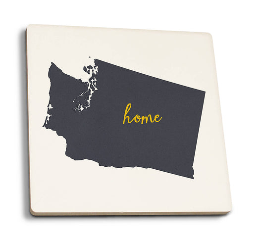 CERAMIC COASTER Washington, Home State, Gray on White