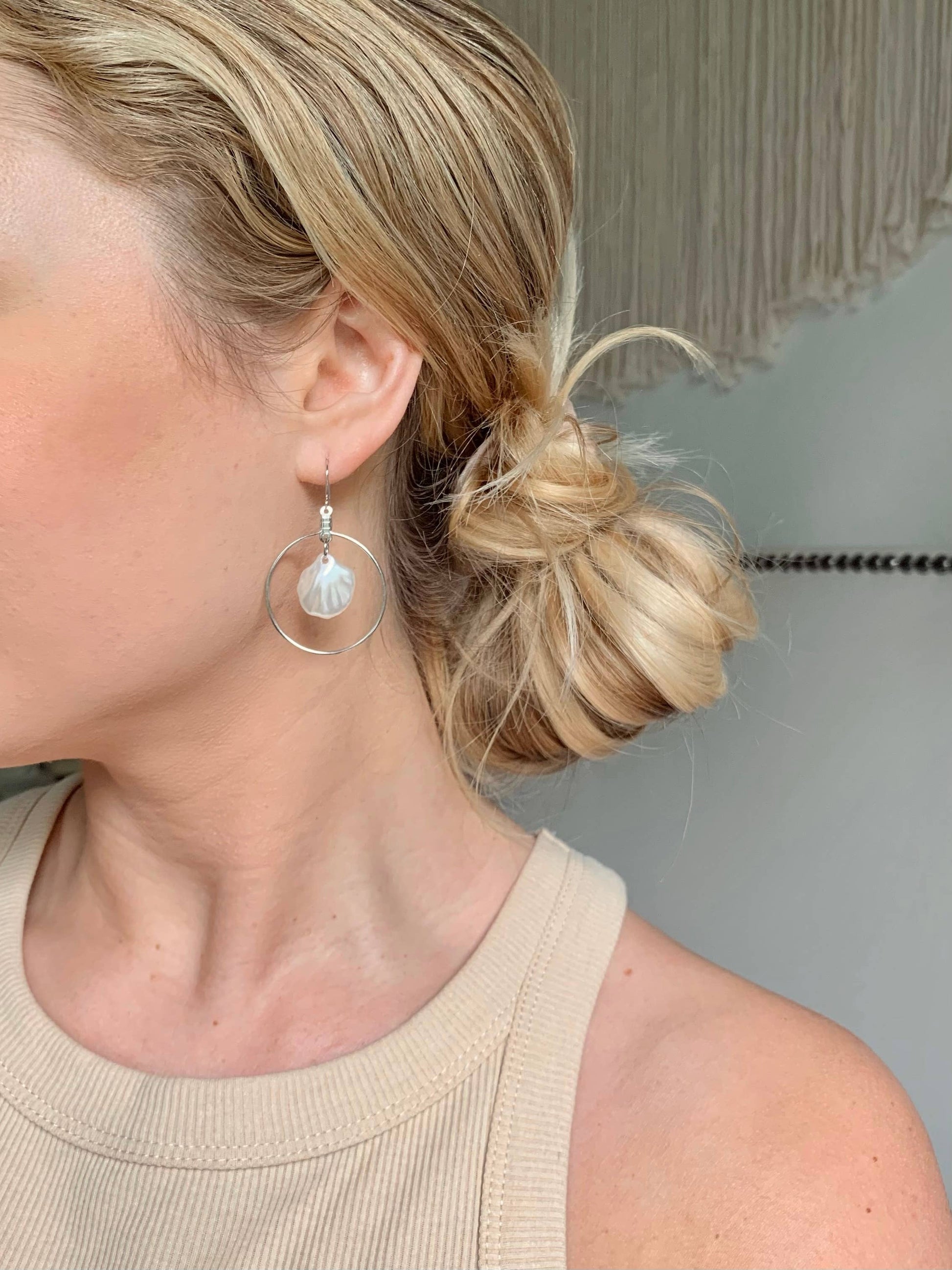 SHELL HOOPS│silver | coastal jewelry│seashell earrings: Bigger hoops