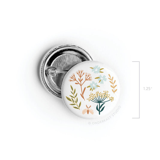 Soft Florals Pinback Button: Loose