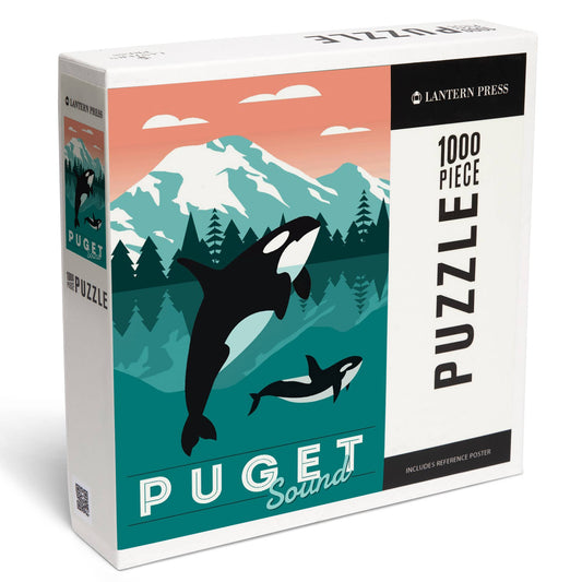 1000 PIECE PUZZLE Puget Sound, Orca Whale & Calf