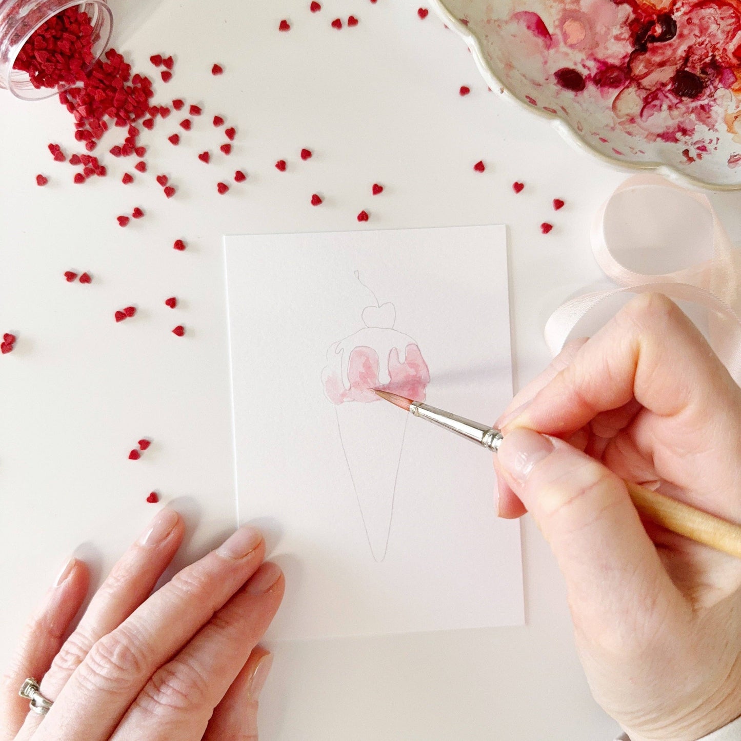 Paintable Watercolor Valentines