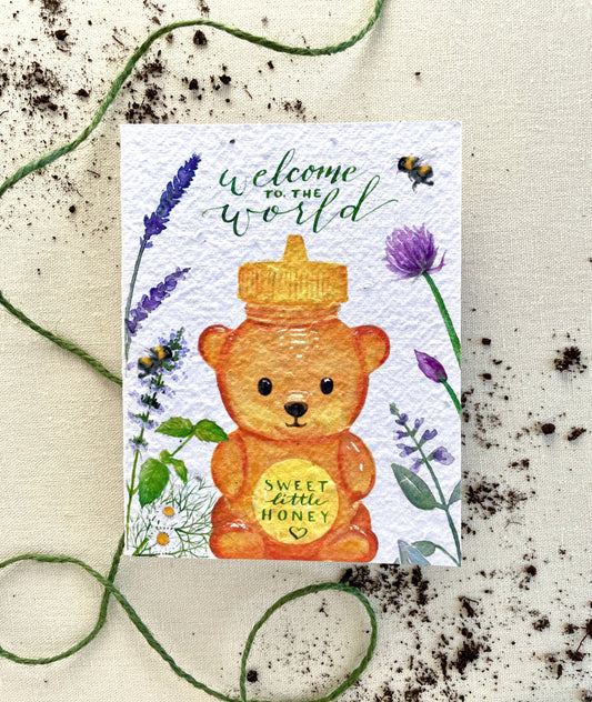 Sweet Little Honey Plantable Wellness Mix Seed Card: Compostable Cello Sleeves, White